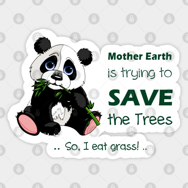 Cute Panda preferred to eat grass! Sticker by C.Code